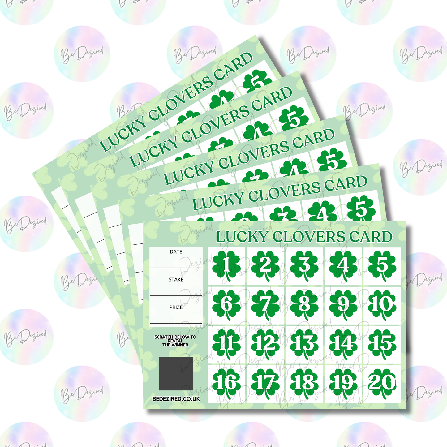 1-20 St Patrick's Day | Irish Themed | Lucky Clover Scratch Cards