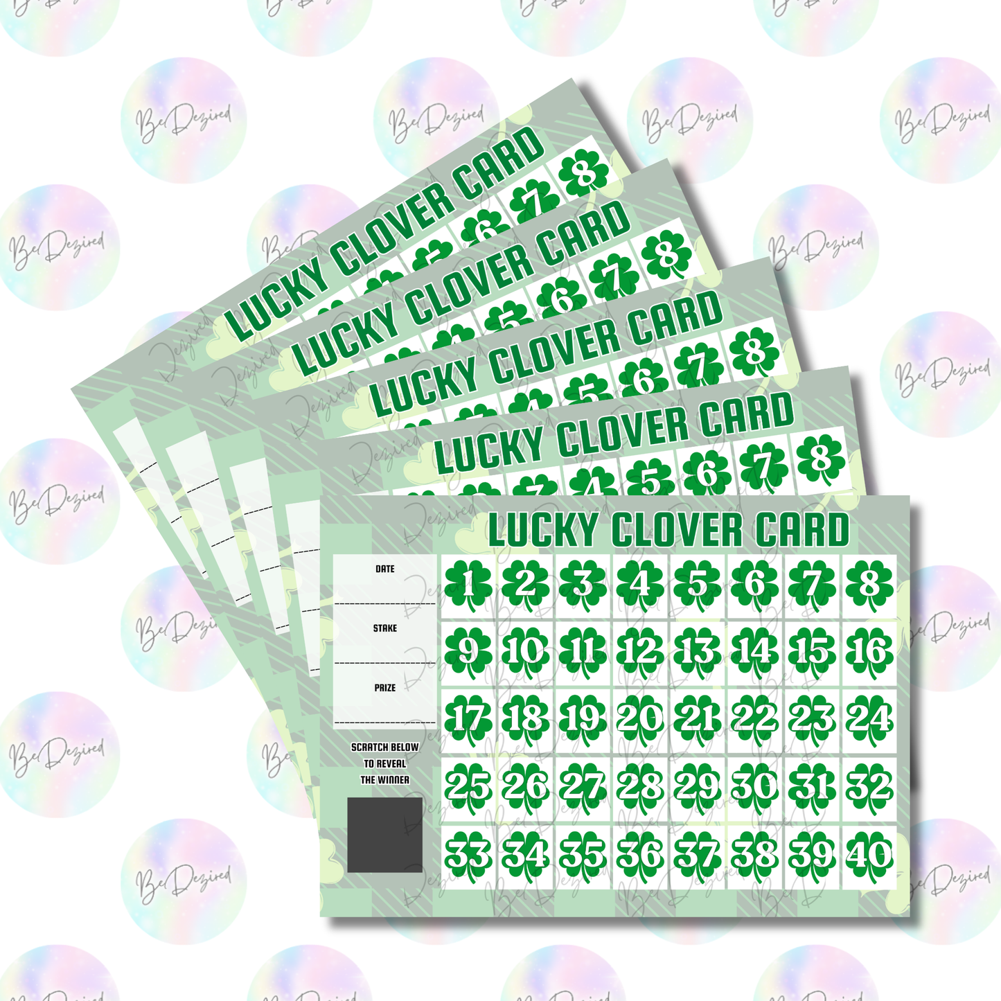 1-40 St Patrick's Day | Irish Themed | Lucky Clover Scratch Cards