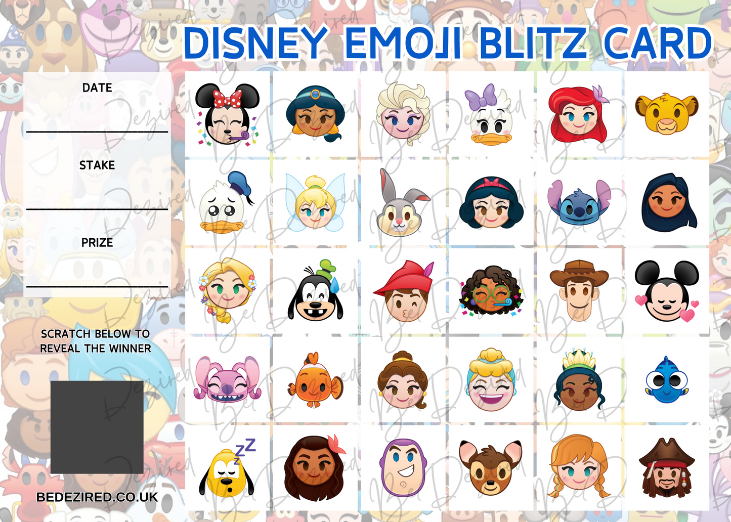 1-30 Disney Emoji Blitz Scratch Card