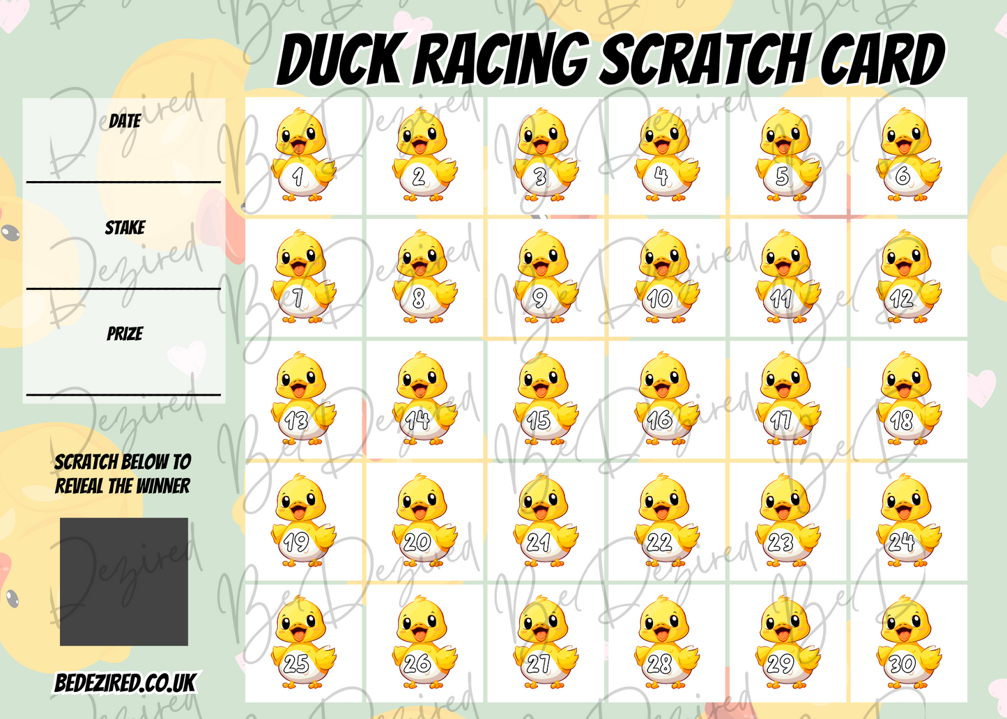 Duck Race Scratch Card