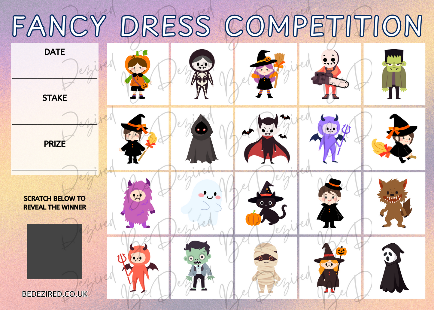 Halloween Fancy Dress 1-20 Scratch Card
