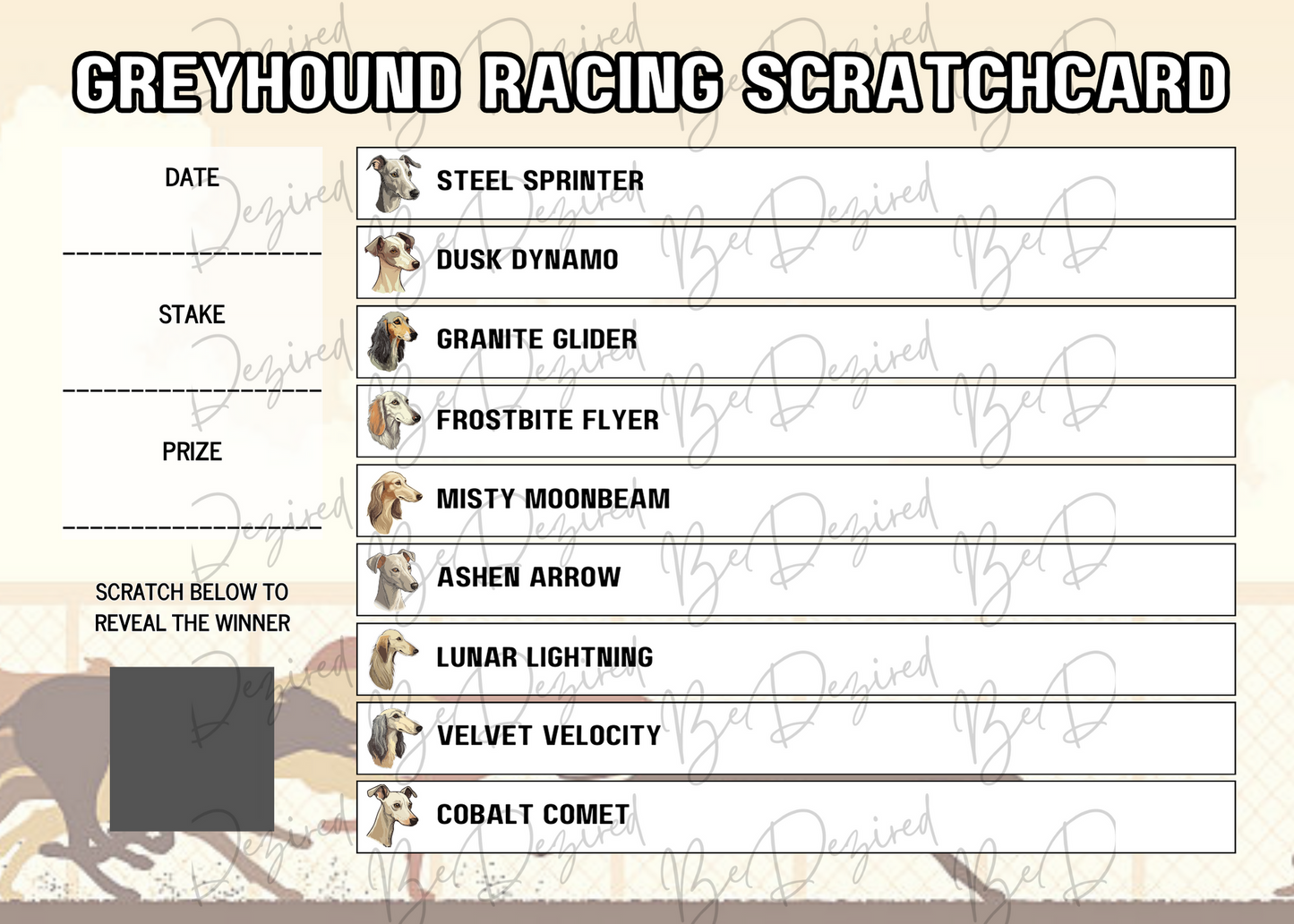 Greyhound Racing Scratch Card