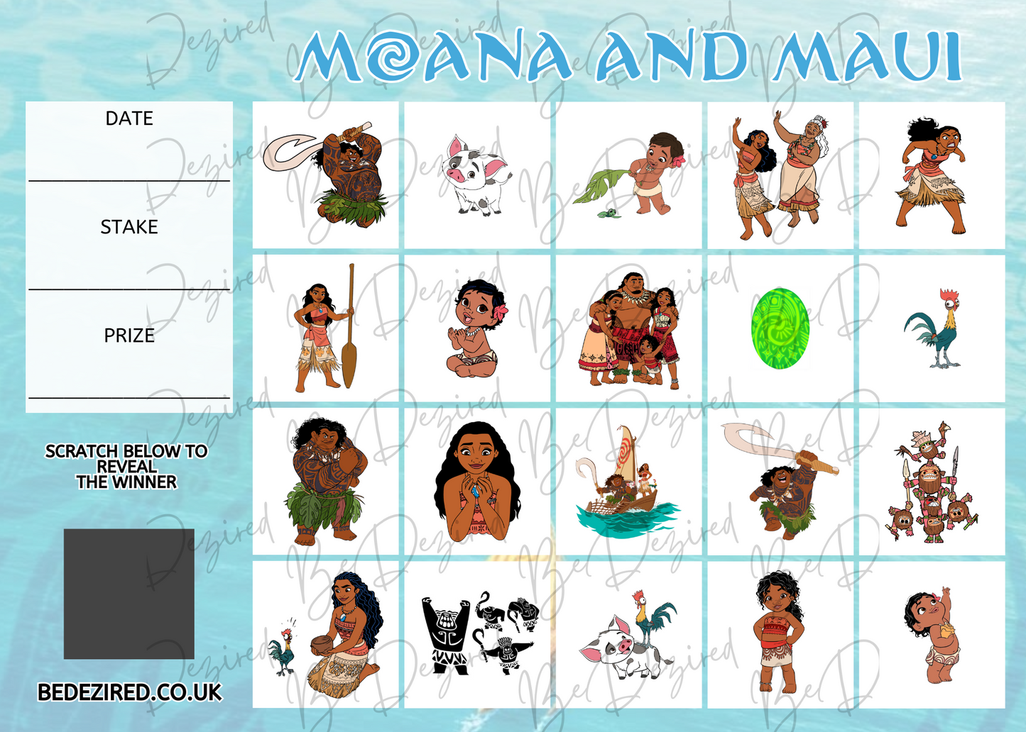 1-20 Moana & Maui Scratch Card