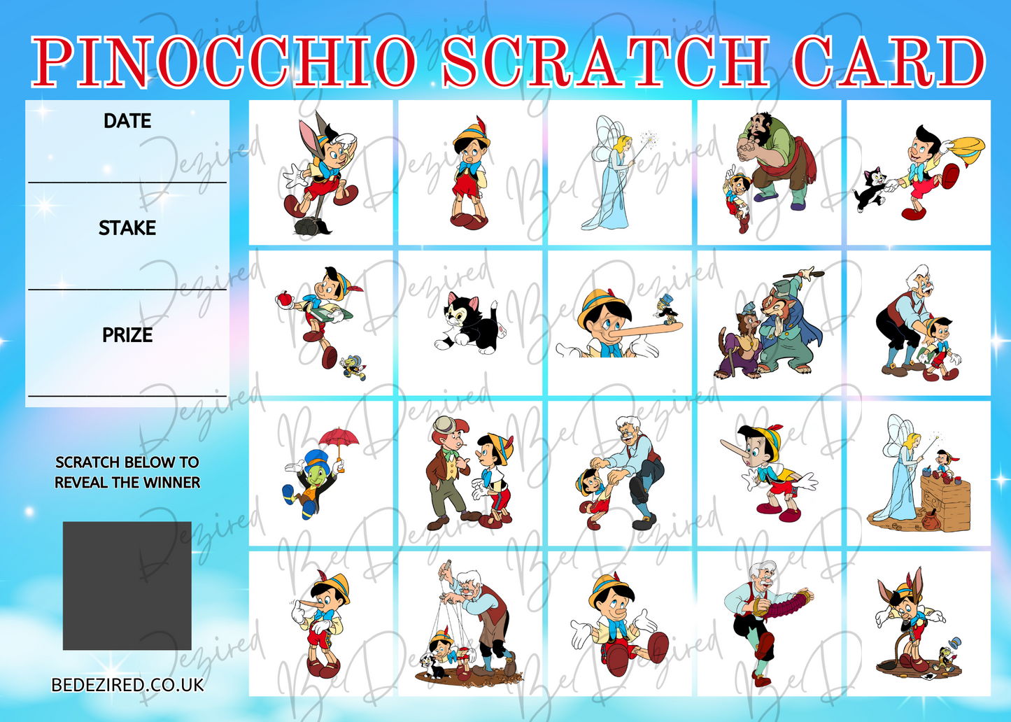 Pinocchio Disney Scratch Card