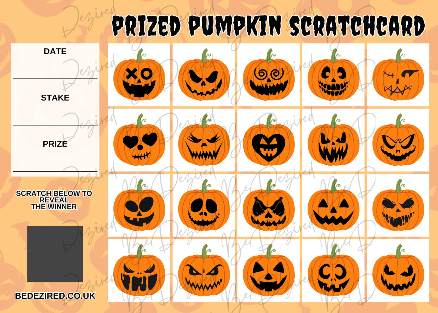 Prized Pumpkin Scratch Card