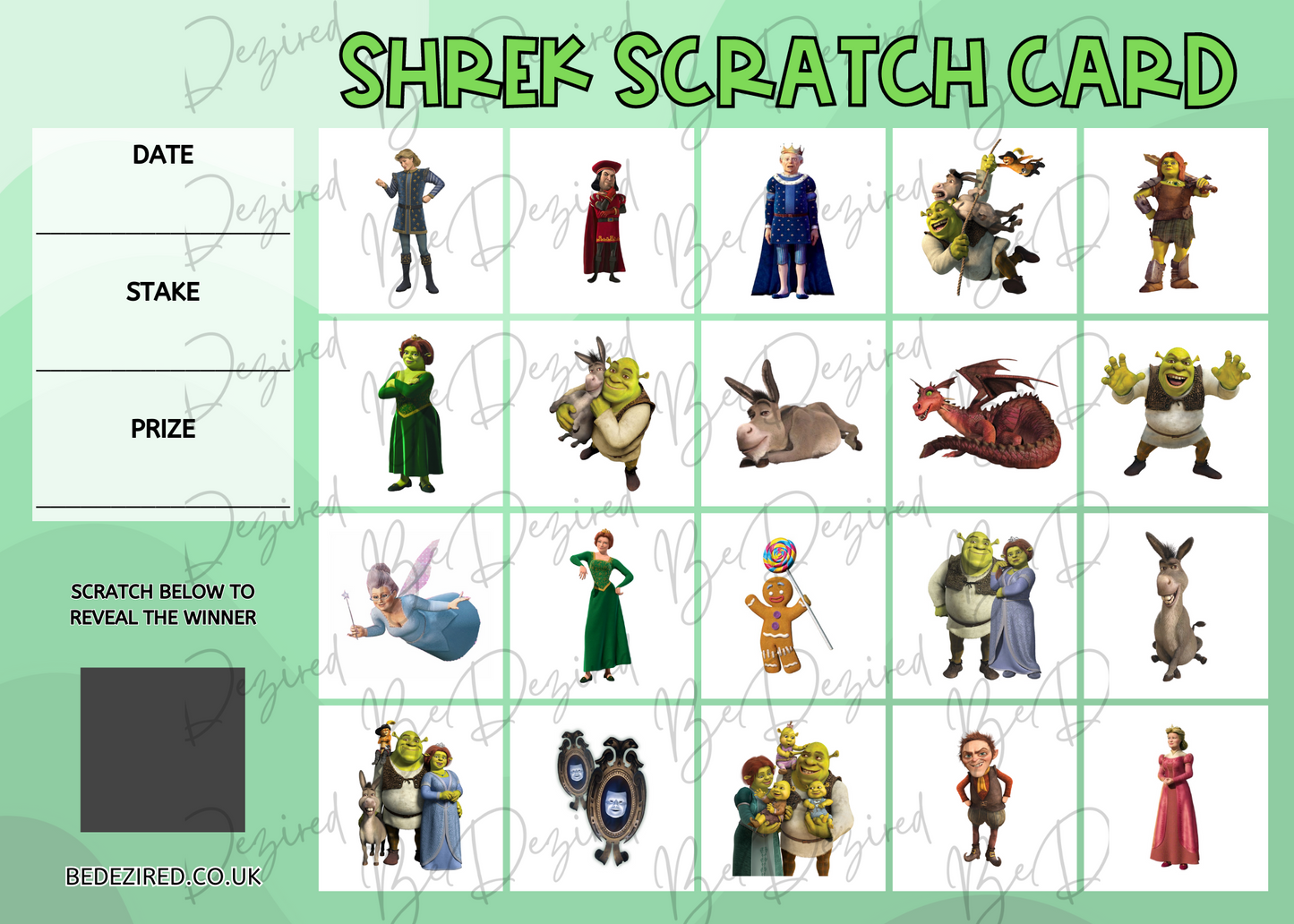 Shrek The Ogre Scratch Card