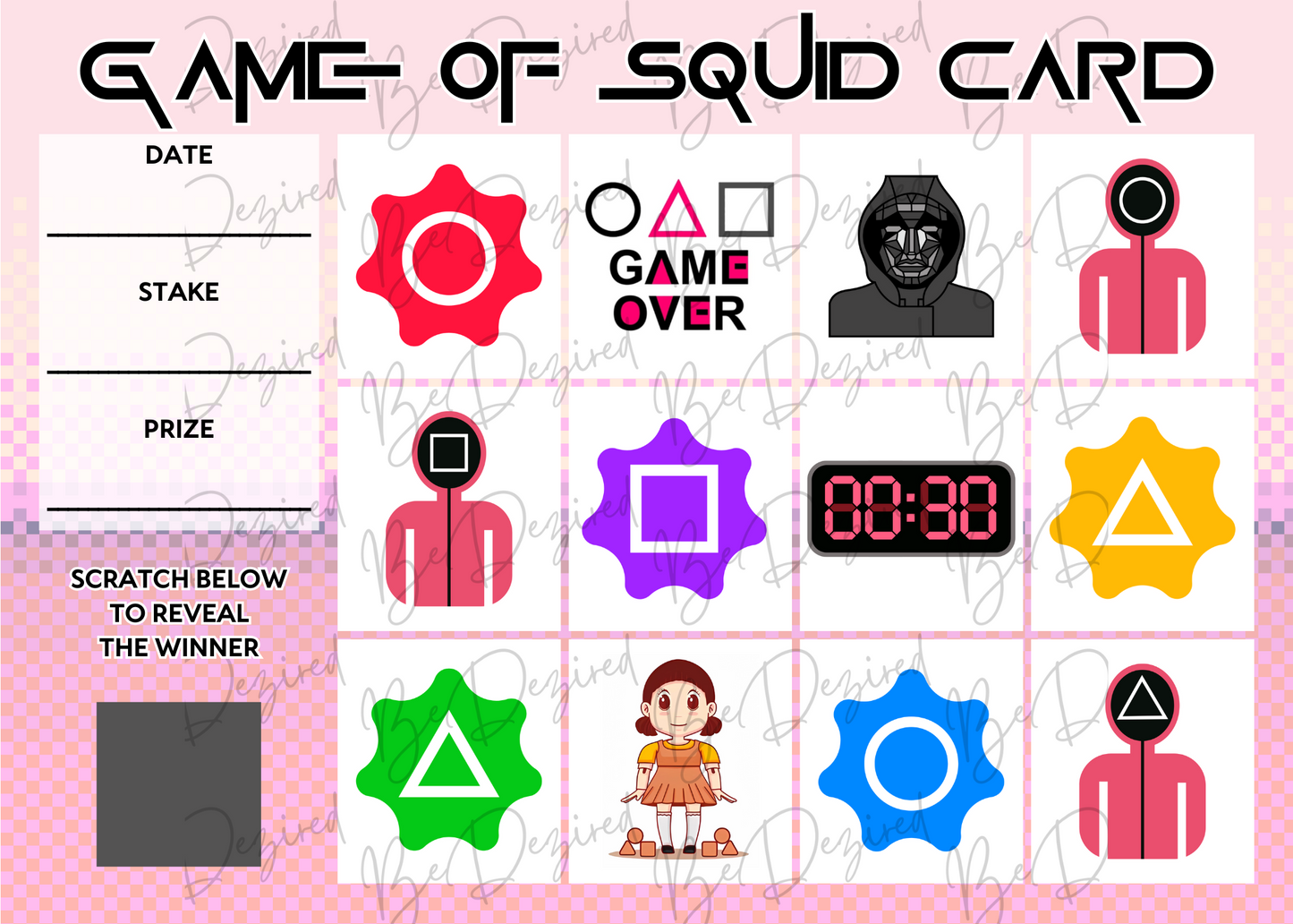 Game of Squid 1-12 Scratch Card