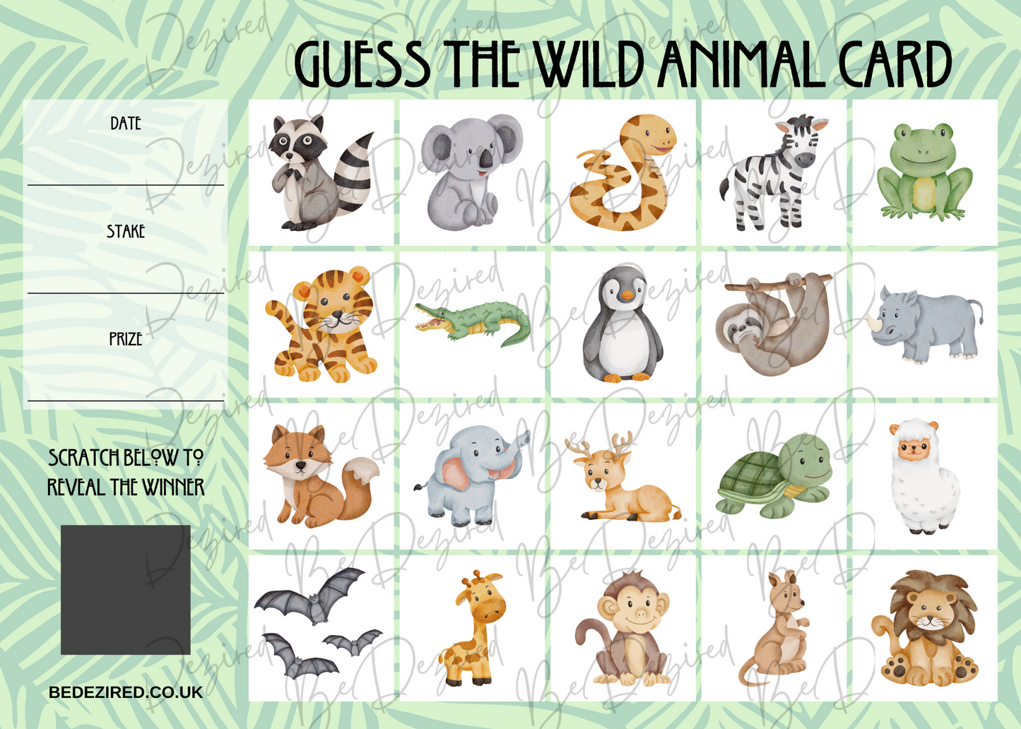 Wildlife Scratch Card