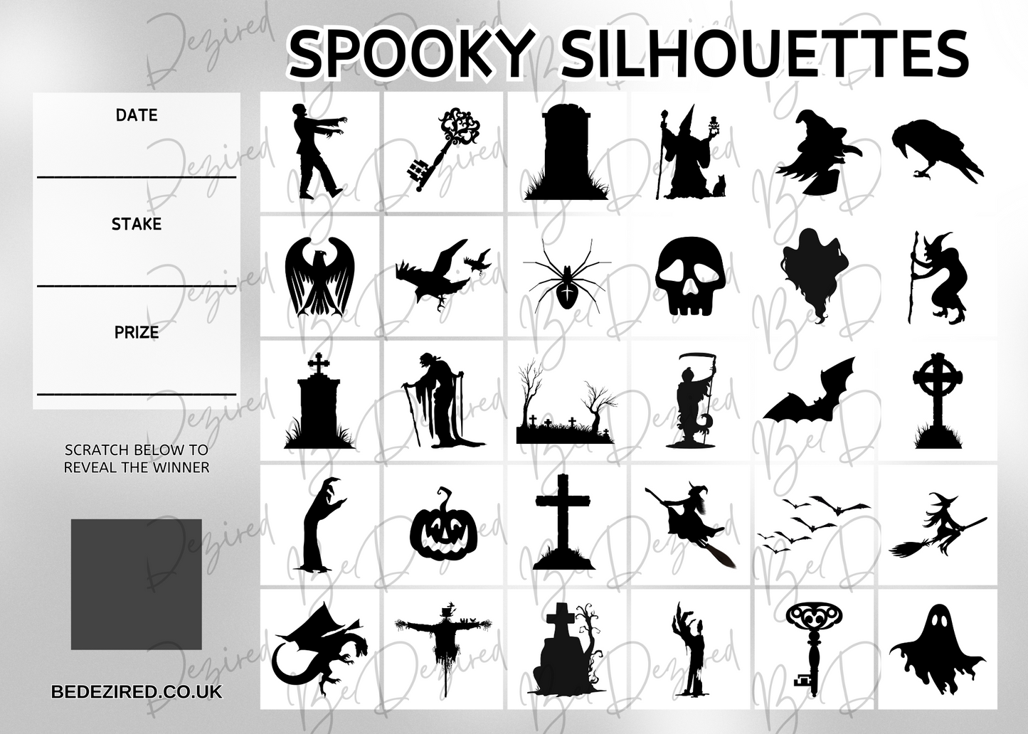 Spooky Silhouette's 1-30 Scratch Card