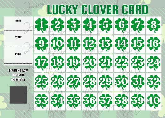 1-40 St Patrick's Day | Irish Themed | Lucky Clover Scratch Card