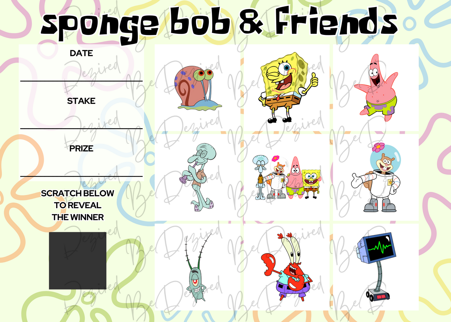 Spongebob & Friends 1-9 Scratch Card