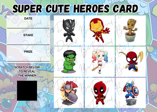 Chibi Cute Superhero Scratch Card