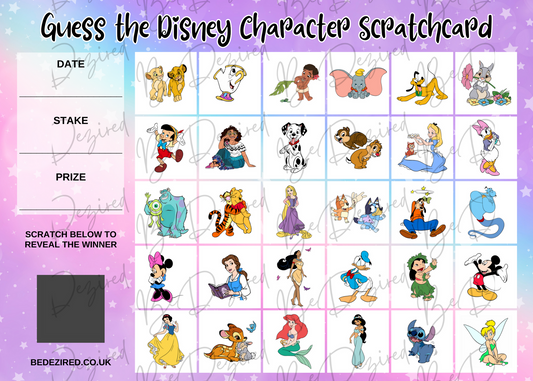 Disney Character 1-30 Fund Raising Scratch Card