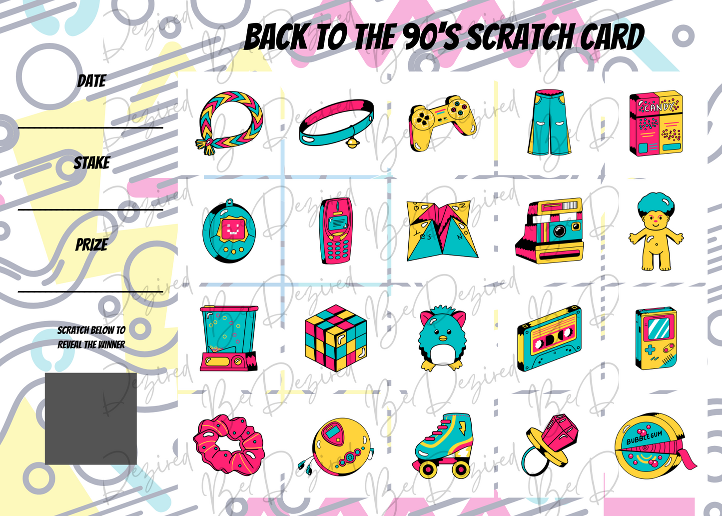 Back to the 90's Money Raising Scratch Card