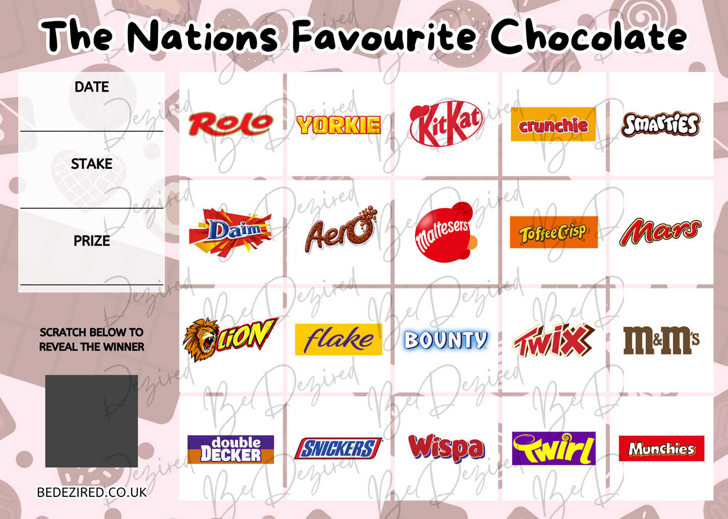 Favourite Chocolate Bar Scratch Card