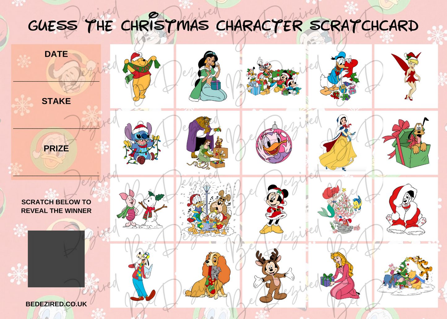 Disney Christmas Character Scratch Card