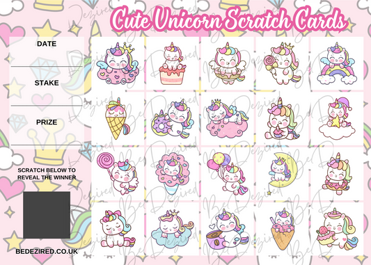 Cute Unicorns Scratch Card