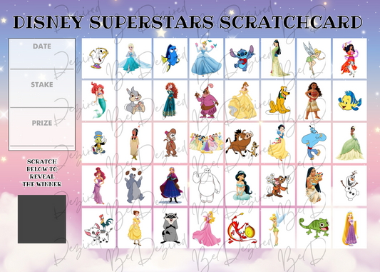 Disney Character 1-40 Fund Raising Scratch Card