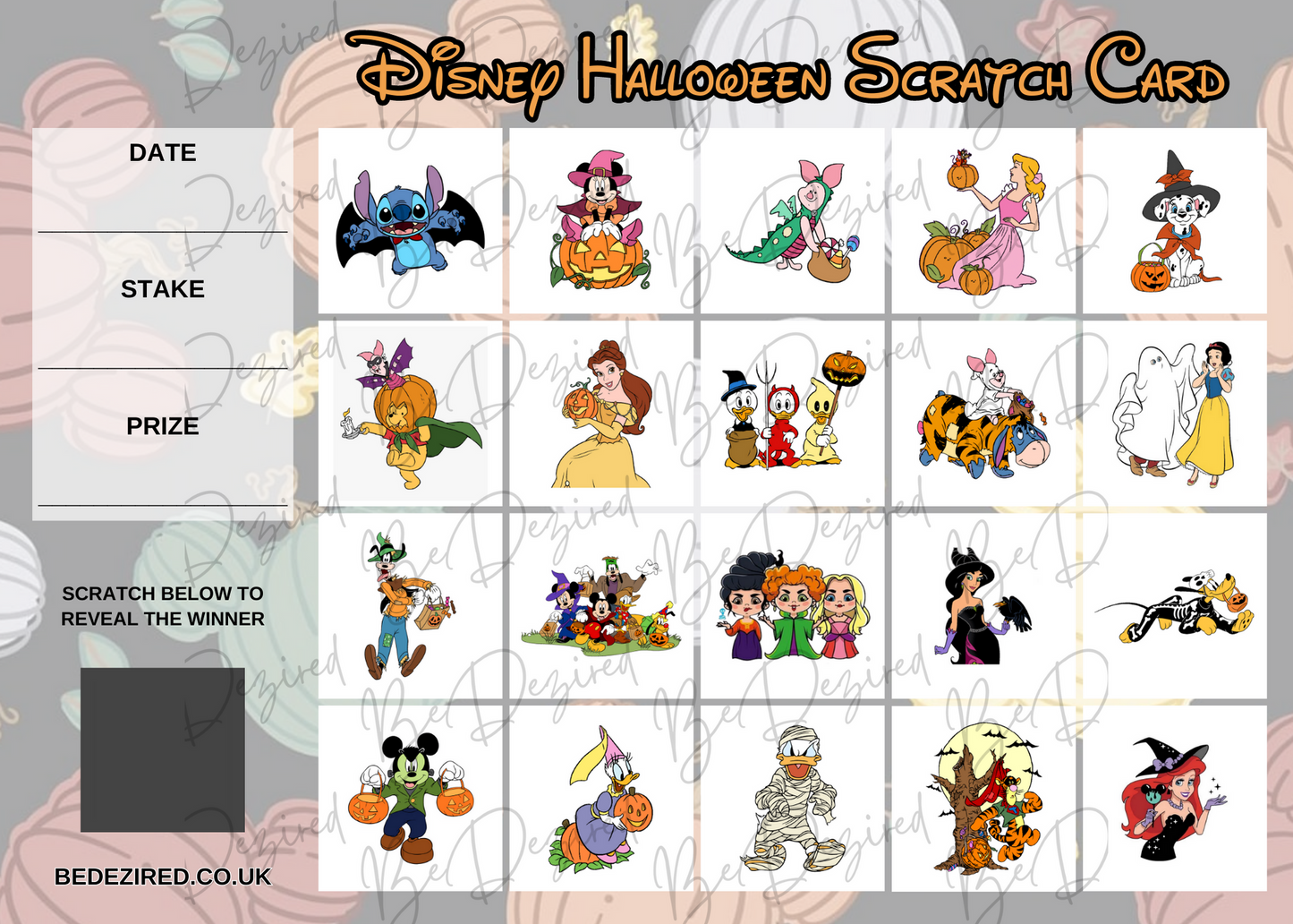 Spooky Disney Halloween Scratch Card
