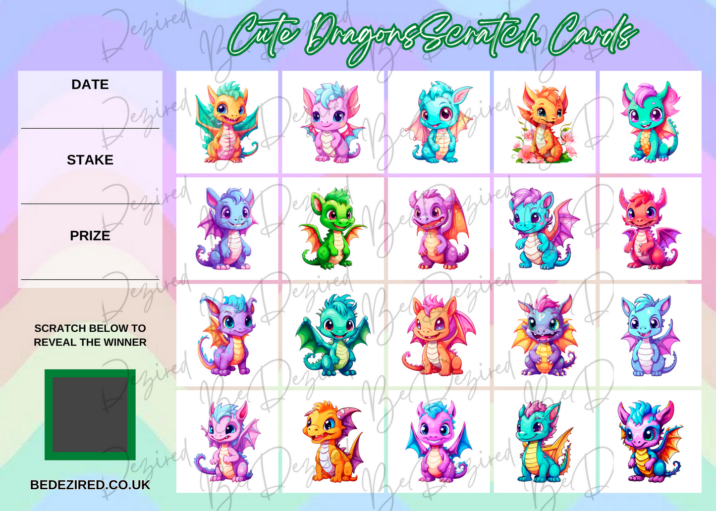 Cute Baby Dragons Scratch Card