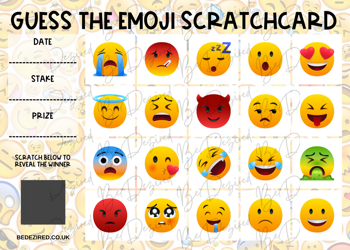Fun Emoji Scratch Card