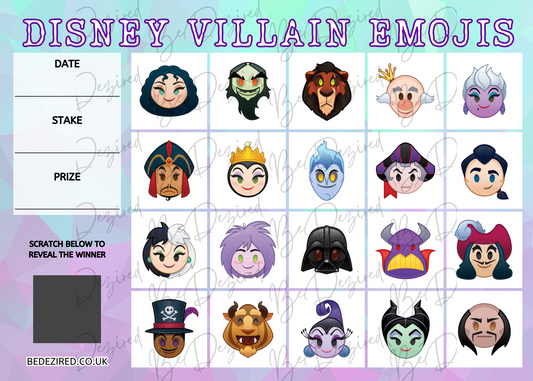 Disney Emoji Blitz Villains 1-20 Scratch Card