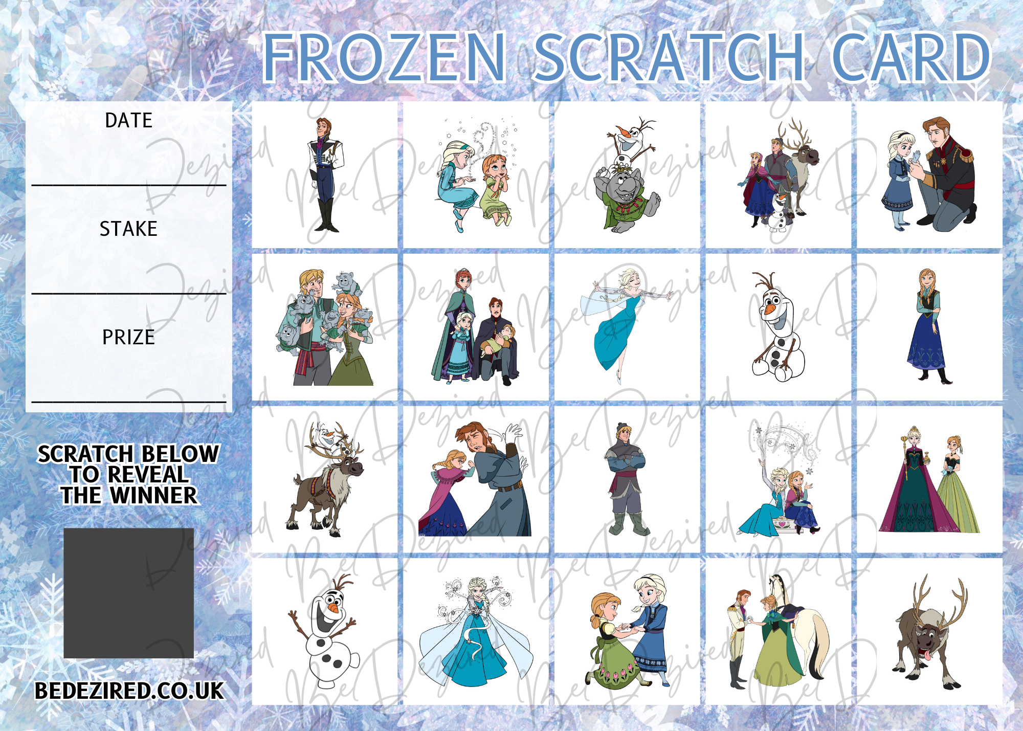 Frozen Fund Raising Scratch Card – BeDezired