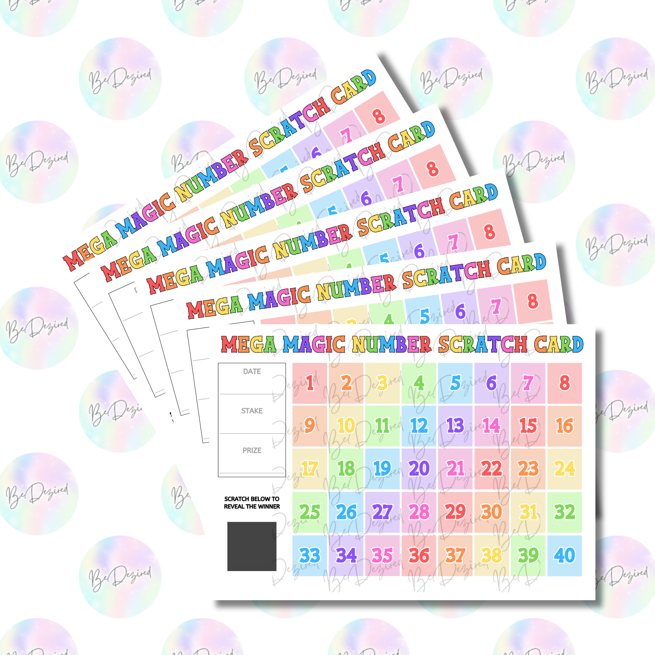 Magic Number One Magic Number Lucky Squares 1-40 Fund Raising Scratch Cards – BeDezired