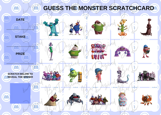 Monsters inc University Disney Scratch Card