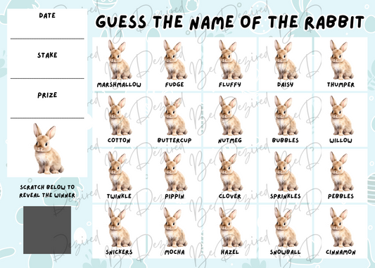 Name the Rabbit Scratch Card