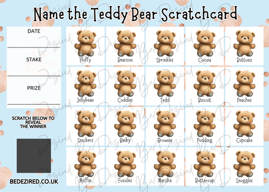 Name the Teddy Bear Scratch Card