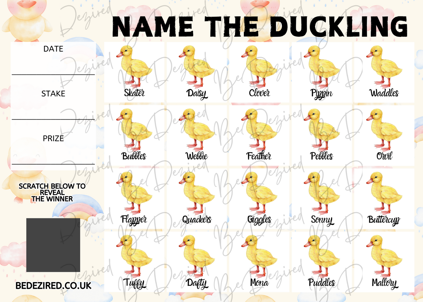Name the Duckling Scratch Card
