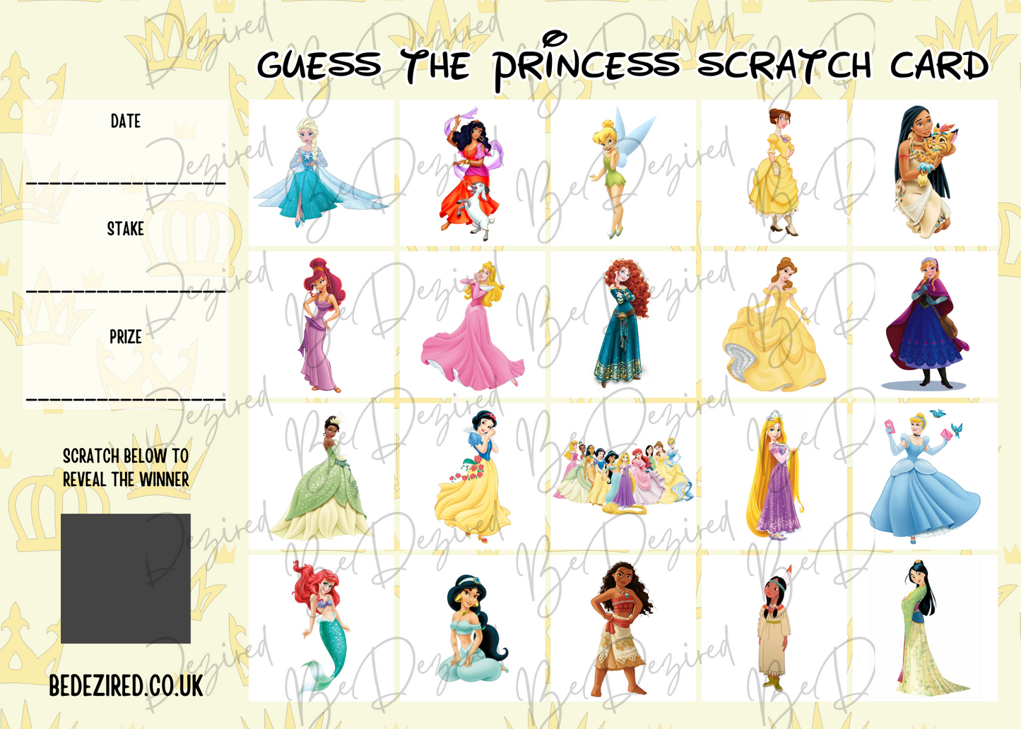Disney Princesses Scratch Card