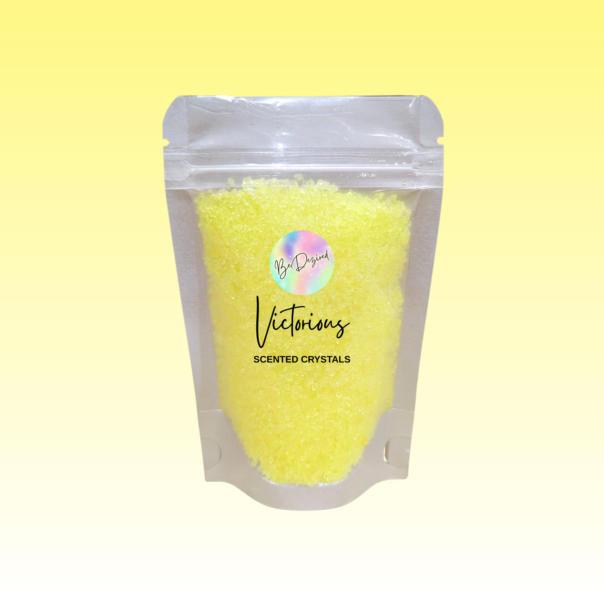 Invictus by Paco Rabanne Inspired Scented Crystals. Yellow in a clear frosted resealable pouch.