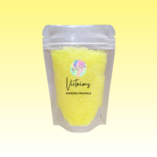 Invictus by Paco Rabanne Inspired Scented Crystals. Yellow in a clear frosted resealable pouch.