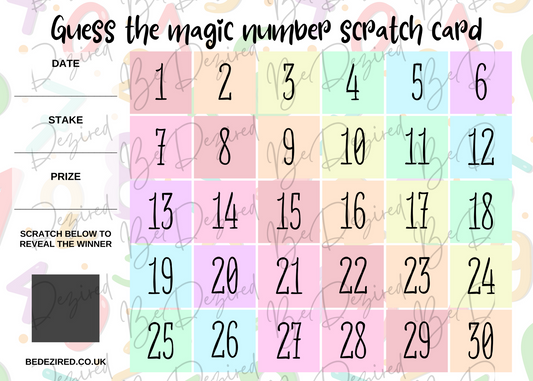 Lucky Squares 1-30 Scratch Card